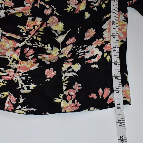 Free People Hilary Print Boho Top Black Floral Size M - Picture 7 of 14